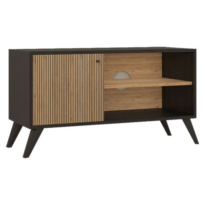 Tv stand-Medium sized buffet Flipter melamine sonoma-black 100x40x51cm