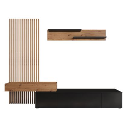 TV unit Litende black-sonoma melamine 249.5x42x199.5cm