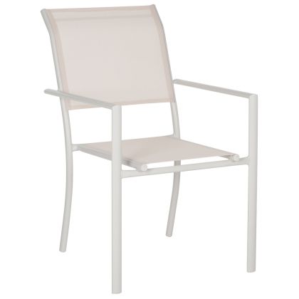 Градински алуминиев стол FEDAN бял с бял текстил HM5875.03 55.5x67.5x86Hcm.
