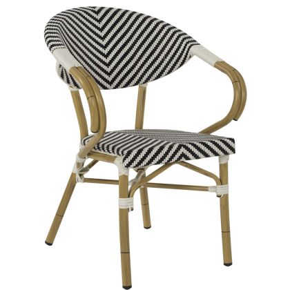 Градински алуминиев стол HM5861.01 BAMBOO LOOK цвят бял/черен