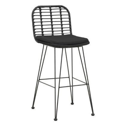 Градински бар стол Naoki с черна полиетиленова седалка и черни метални крака 45x51x107cm