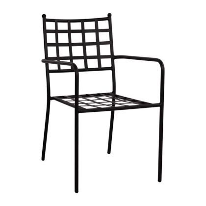 Градински метален стол HM5508 черен цвят 46x58x88 cm