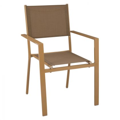 Градински метален стол цвят капучино-златист HM5766.04 57x56x90 cm.