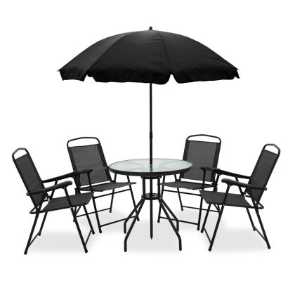 Градински сет Kamelia - маса, 4 стола и чадър