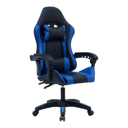 Офис геймърски стол William от PU в черно-синьо