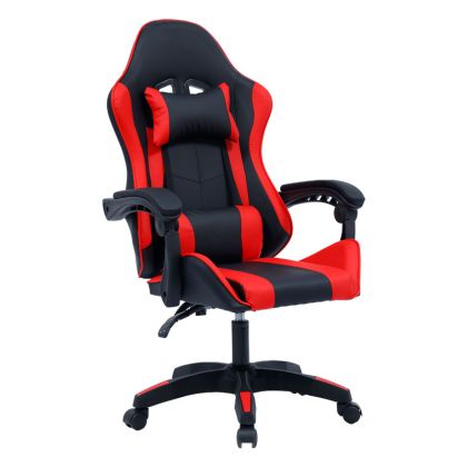Офис геймърски стол William от PU в черно-червено