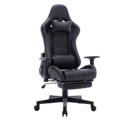 Офис геймърски стол Zeldo висококачествена изкуствена кожа PU черен 66x56x135cм
