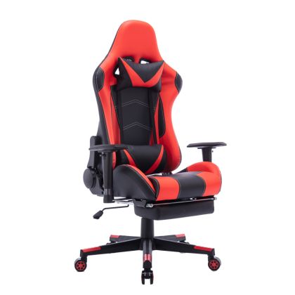 Офис геймърски стол Zeldo висококачествена изкуствена кожа PU черно-червено 66x56x135cм