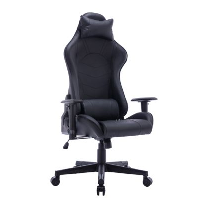 Офис гемърски стол Mazol висококачествена изкуствена кожа PU черен 66x56x135cм