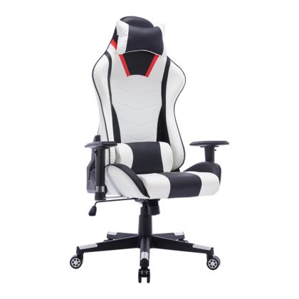 Офис гемърски стол Mazol висококачествена изкуствена кожа PU черен-бял 66x56x135cм