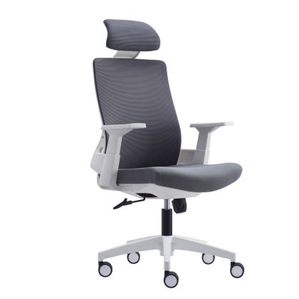 Офис кресло с мрежа в бяло и сиво ΕΟ528,30