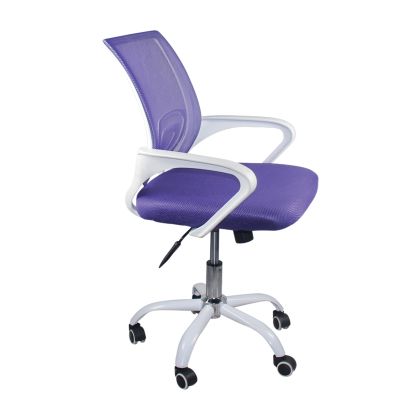 Офис стол с мрежа в бяло и лилаво ΕΟ254,2SW