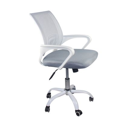 Офис стол с мрежа в бяло и сиво ΕΟ254,1SW