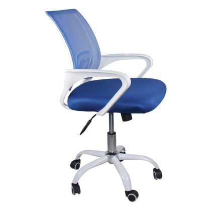 Офис стол с мрежа в бяло и синьо ΕΟ254,3SW