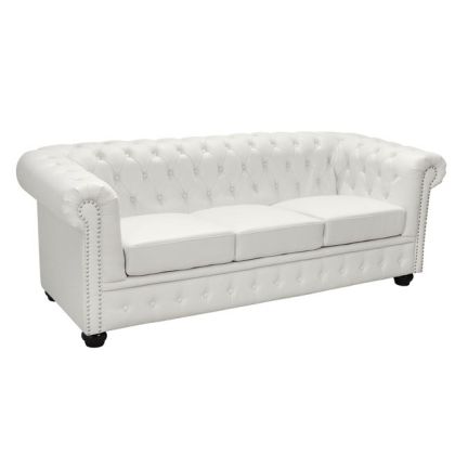 Три местен диван Chesterfield type HM3009.02 бял мат