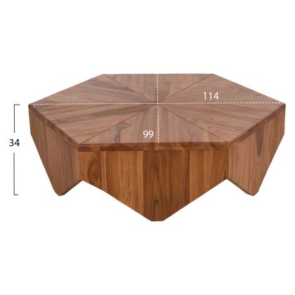 Холна маса HEXAGON HM9790 от масивно тиково дърво цвят натурален 114x99x34Hcm.