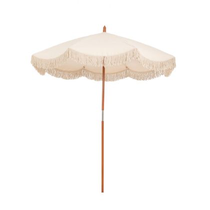 BOHO COTTON UMBRELLA WITH HANDWAVE FRINGES D180 X 245H