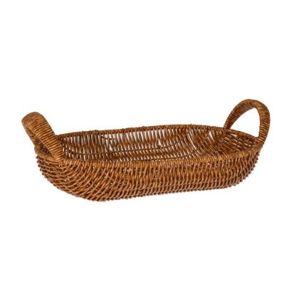 BROWN PE RATTAN BASKET 36X21X6,5 12CM