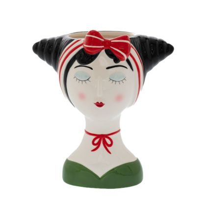 CERAMIC WOMAN HEAD PLANTER POT 21X13X24CM