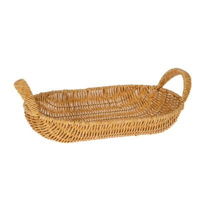 CREAM PE RATTAN BASKET 36X21X6,5 12CM