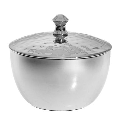 DECO SILVER METAL BOWL WITH LID D8X9CM