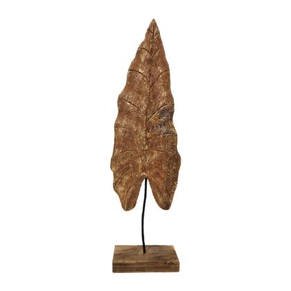 Настолна декорация leaf Lopi Inart gold от мангово дърво и метал 23x9x77.5cm