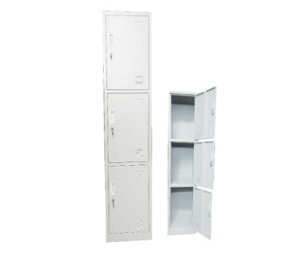 LOCKER Офис шкаф 3 Клетки Метална Основа Бяла БояΕ6006