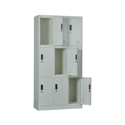 LOCKER Офис шкаф 9 Клетки Метална Основа Сива БояΕ6003,1