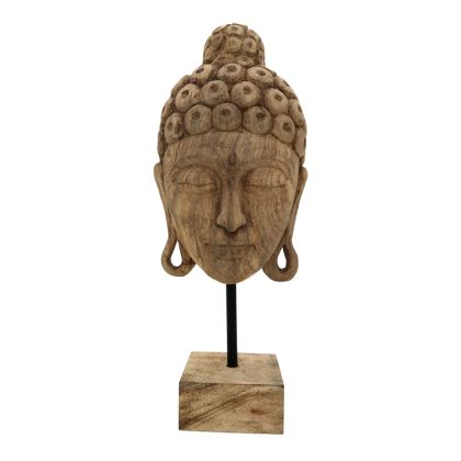 Настолна декорация buddha Mask Inart от мангово дърво и метал 20x18.5x48.5cm