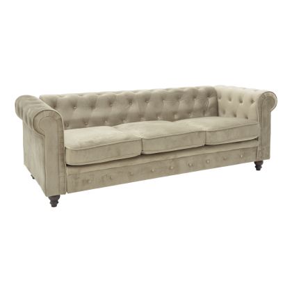 Триместен диван Chesterfield Incredible бежово кадифе 203x84x67cм