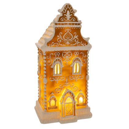 КОЛЕДНА КЪЩИЧКА GINGER ОТ ПОЛИРЕЗИН С LED 17X14X34CM