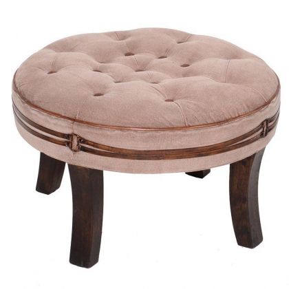 FABRIC/LEATHER STOOL IN BROWN COLOR 62Χ38