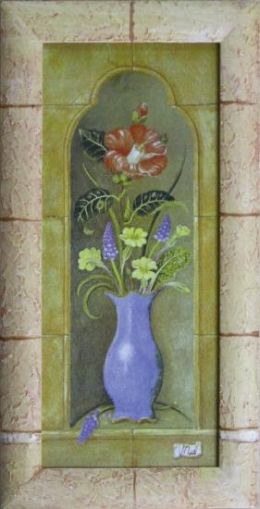 Картина платно ваза с цветя 27x50x3.5cm