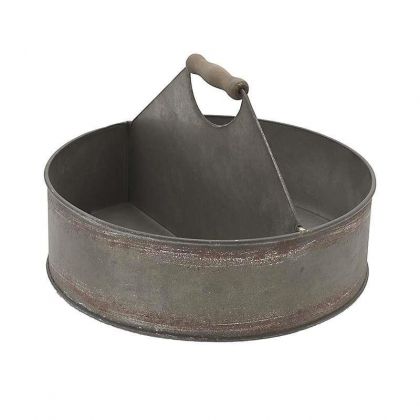 METAL FLOWER POT IN GREY COLOR W/2 SECTIONS 