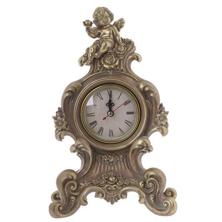 POLYRESIN TABLE CLOCK  IN GOLD COLOR 