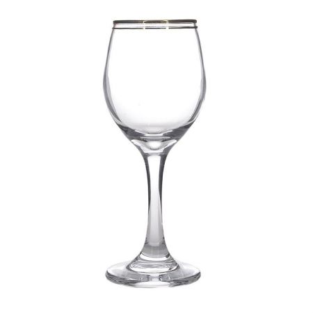 S/6 WHITE WINE GLASS IN CLEAR-GOLD COLOR