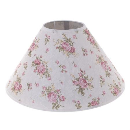 FABRIC SHADE LAMP W/PINK FLOWERS 35X35X22 (E27+E14)