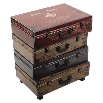 WOODEN COMMODE W/PU LEATHER 'SUITCASES '49Χ33Χ56