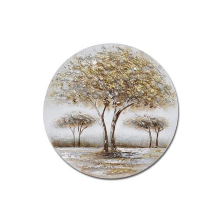 CANVAS PANEL (3D) ROUND 3 2-SIDED TREES SILVER/BROWN Φ50x2.6cm