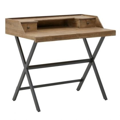 Дървено бюро с метални крака