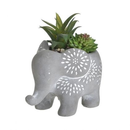 Керамична кашпа слонче с растение