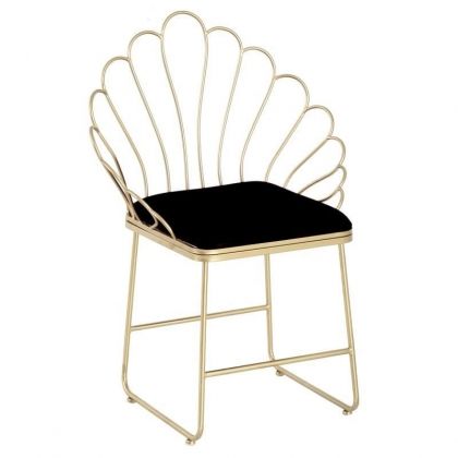 Златен метален стол с черна плюшена дамаска