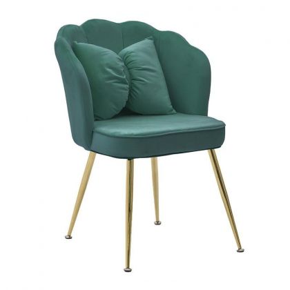 Зелен плюшен стол с възглавница