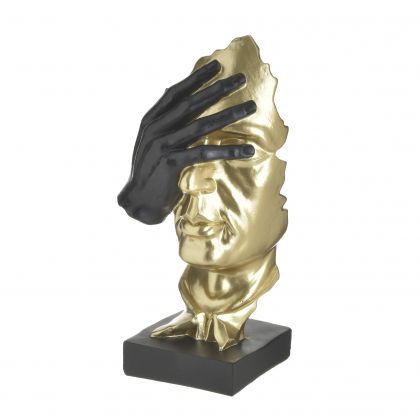 Статуетка от полирезин златно лице с ръка