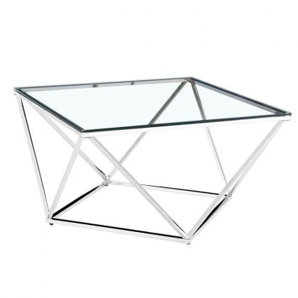 Холна маса със сребръна рамка и стъклен плот