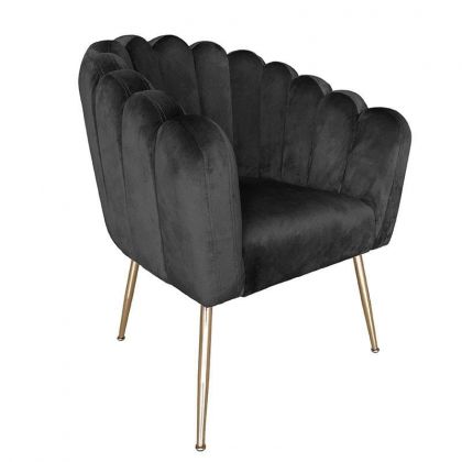 Черно кресло със златни метални крака