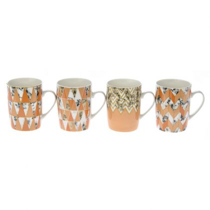Бяла керамична ваза с оранжеви шарки