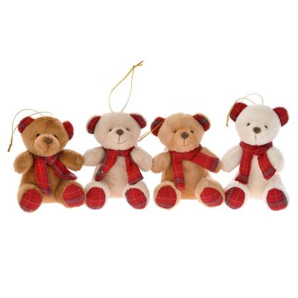 SMALL PLUSH CHRISTMAS TEDDY BEARS SET/4 PCS 11CM