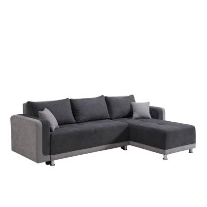 Разтегателен ъглов диван PRESTON с дамаска в тъмно сиво/светло сиво