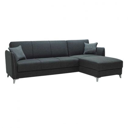 Разтегателен ъглов диван с ракла Torino с тъмно сива дамаска